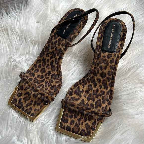 Good American Shoes - Good American Standout Leopard square toe sandals
